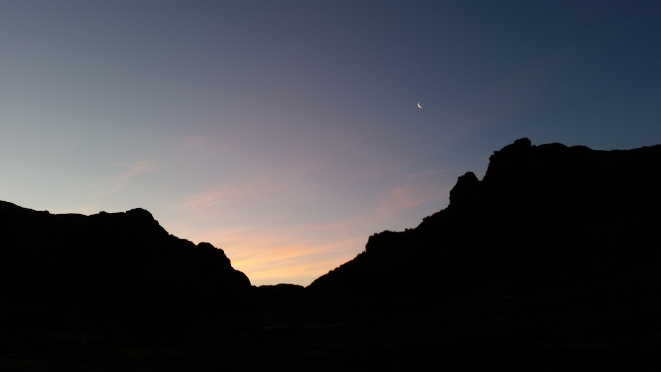 Twilight over Arizona mountain silhouettes